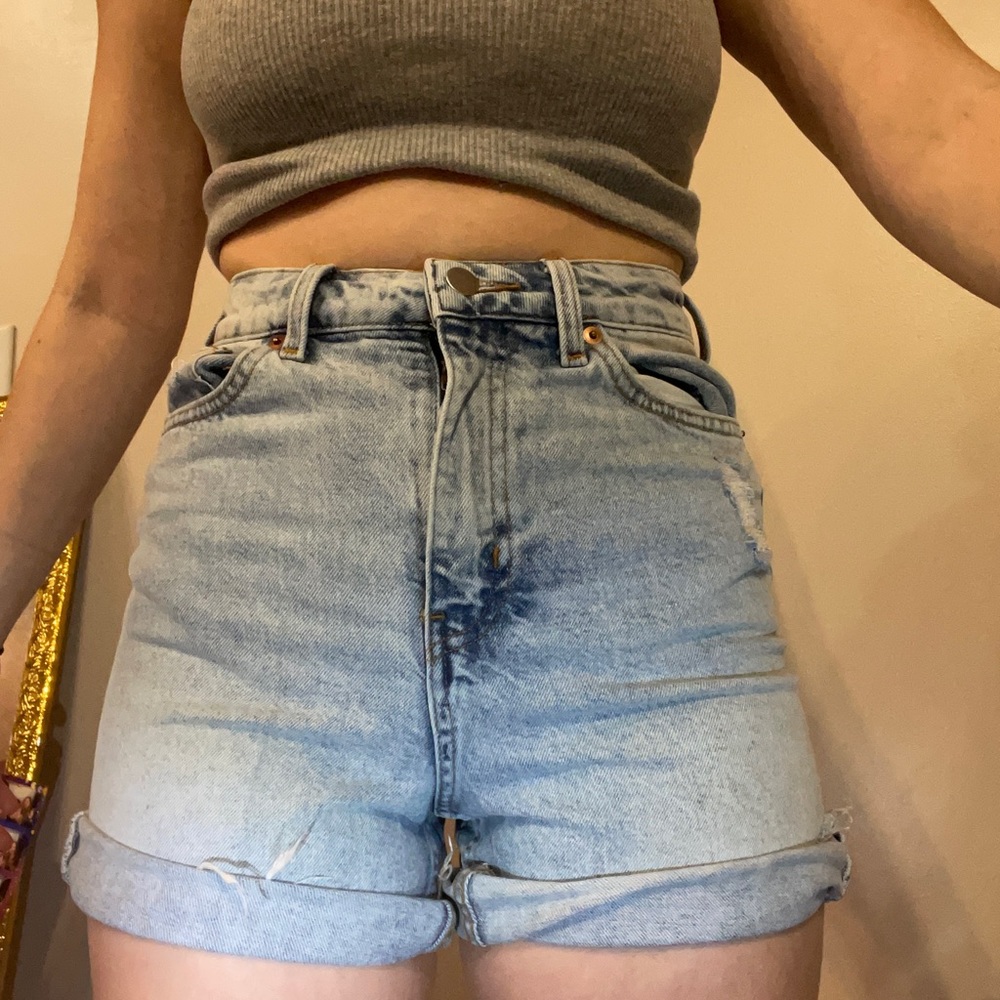H&M high waisted, distressed jean shorts.